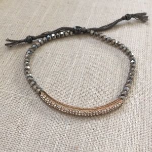 Stella & Dot bracelet beaded gray gold adjustable